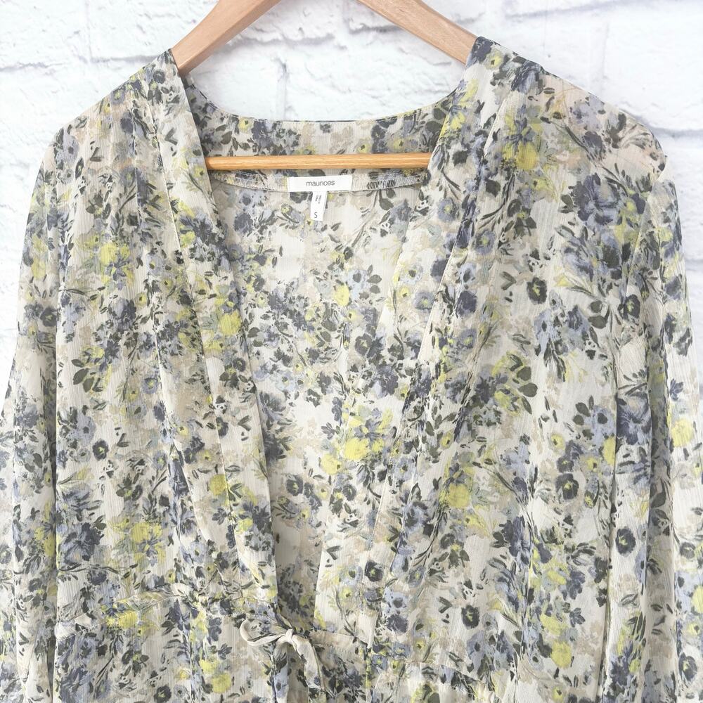 Maurice’s Floral Open Front Tie Waist Cardigan Size S